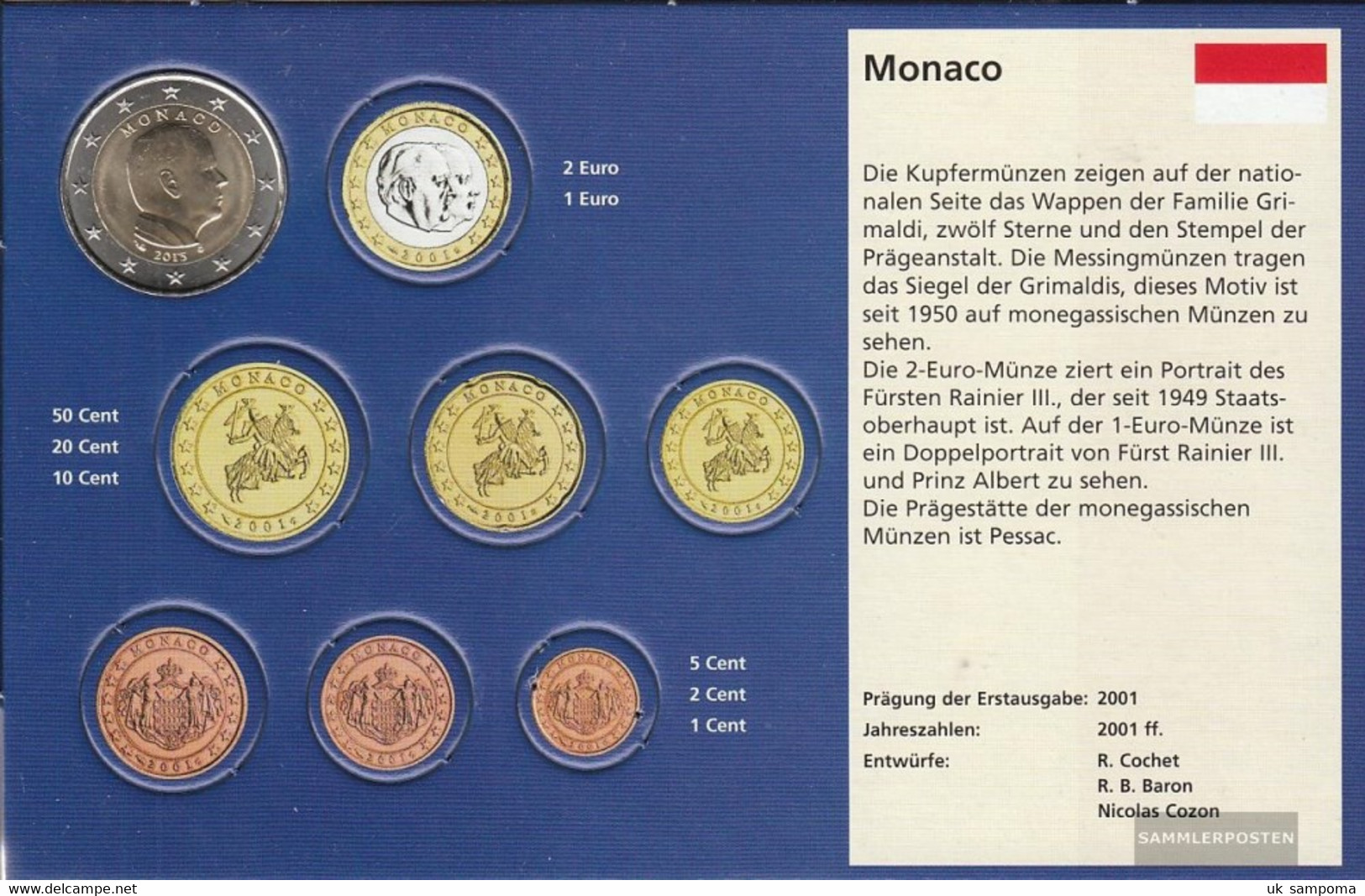 Monaco MON 9 2015 Stgl./unzirkuliert Stgl./unzirkuliert 2015 Kursmünze 2 Euro - Monaco