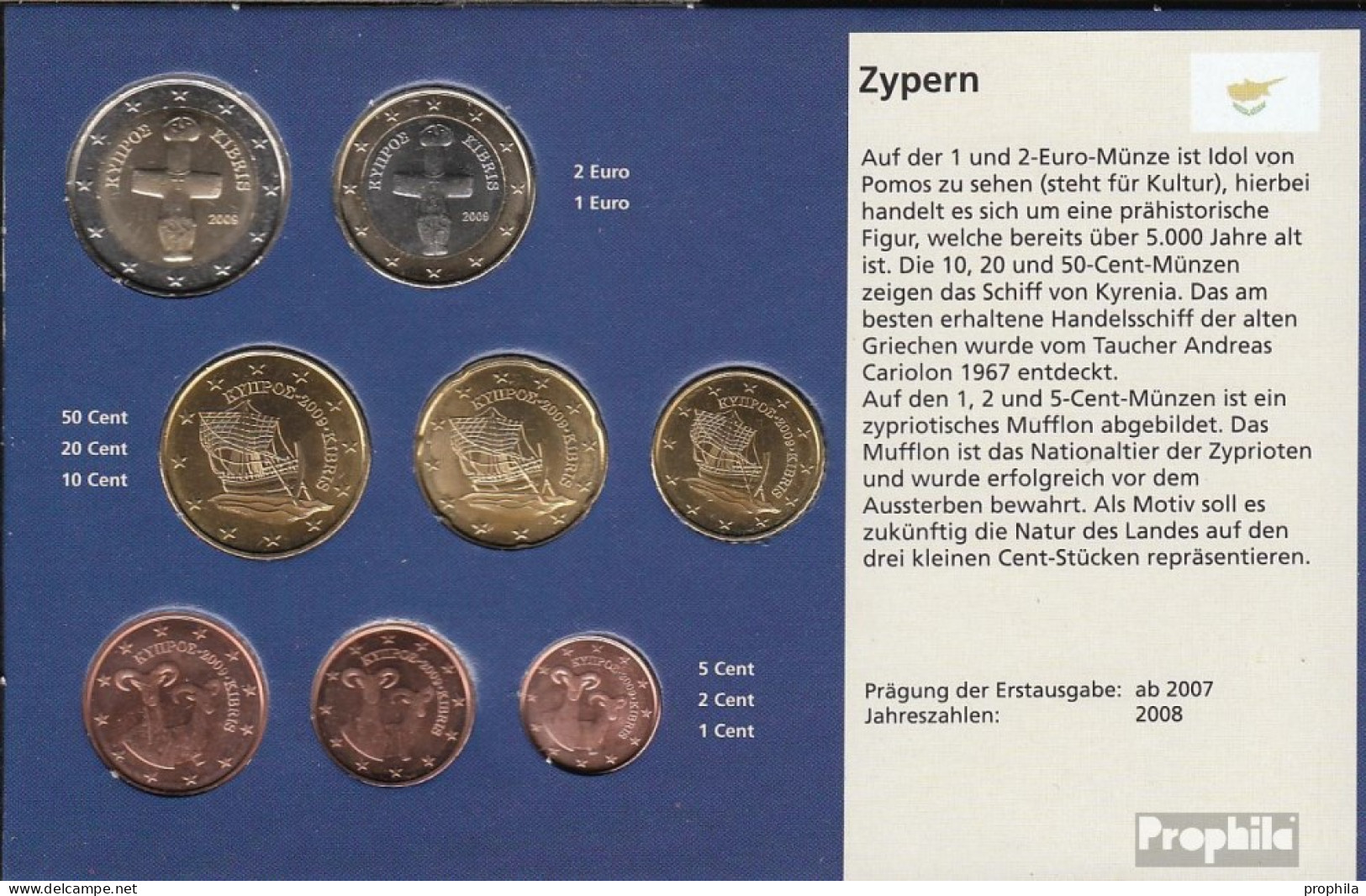 Zypern 2009 Stgl./unzirkuliert Kursmünzensatz Stgl./unzirkuliert 2009 Euro-Nachauflage - Zypern