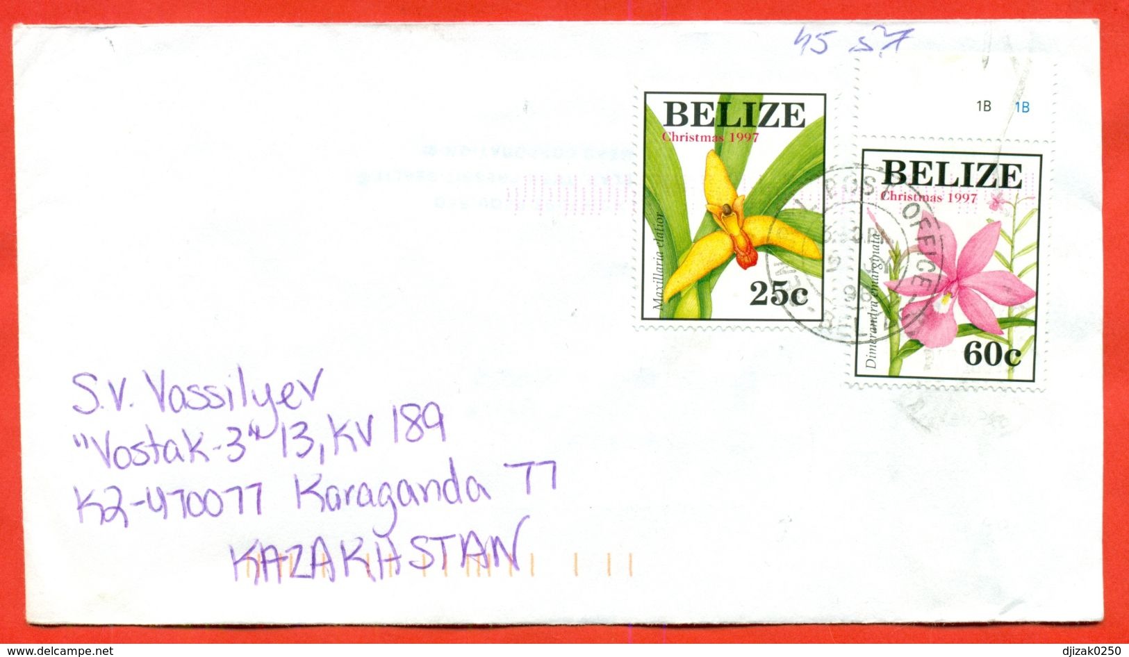 Belize 1997.Envelope Really Passed The Mail. Orchids. Flowers. - Belize (1973-...)