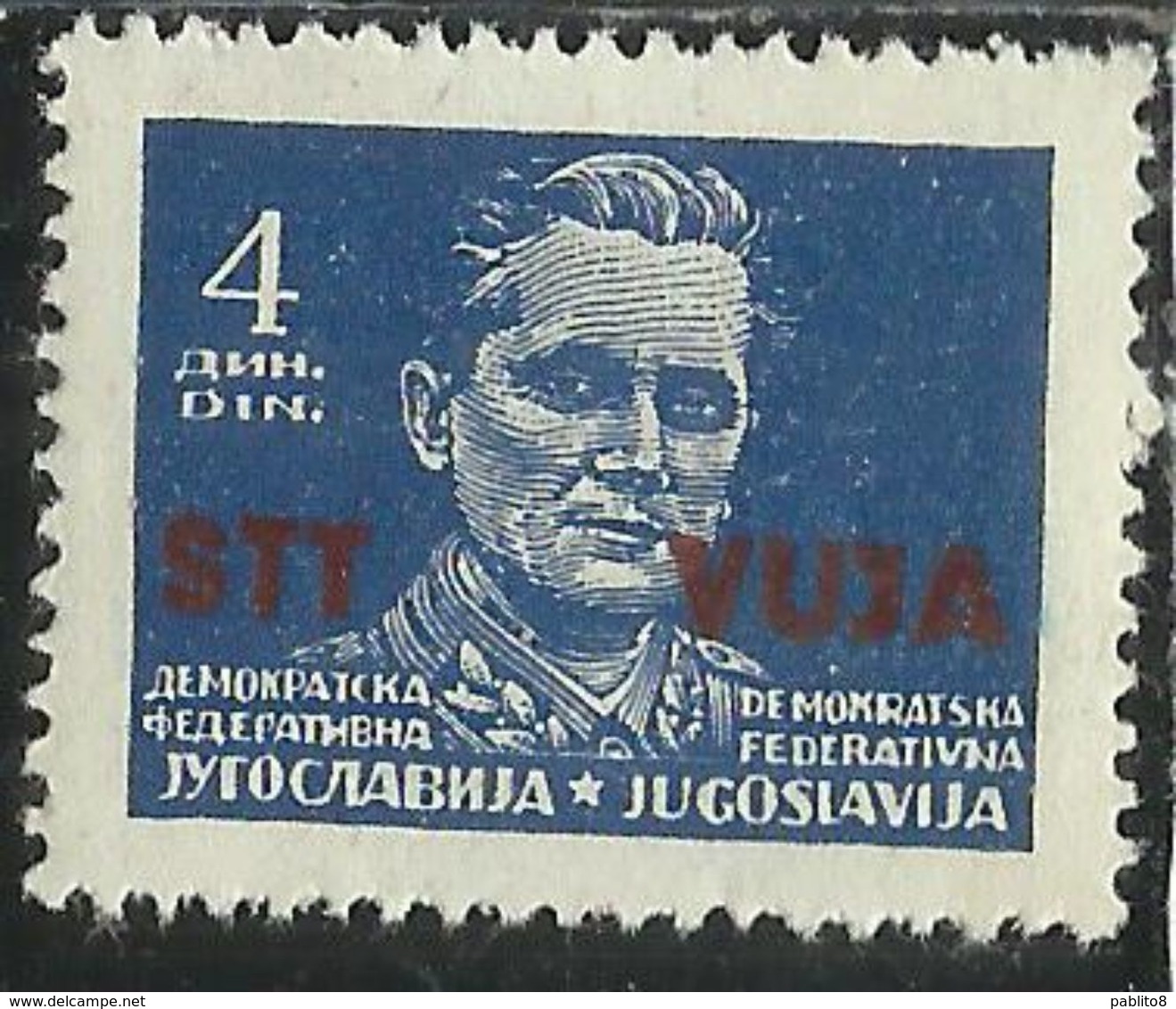 TRIESTE B 1949 FRANCOBOLLO SOPRASTAMPATO DI YUGOSLAVIA JUGOSLAVIA OVERPRINTED TITO DIN. 4d MNH - Neufs