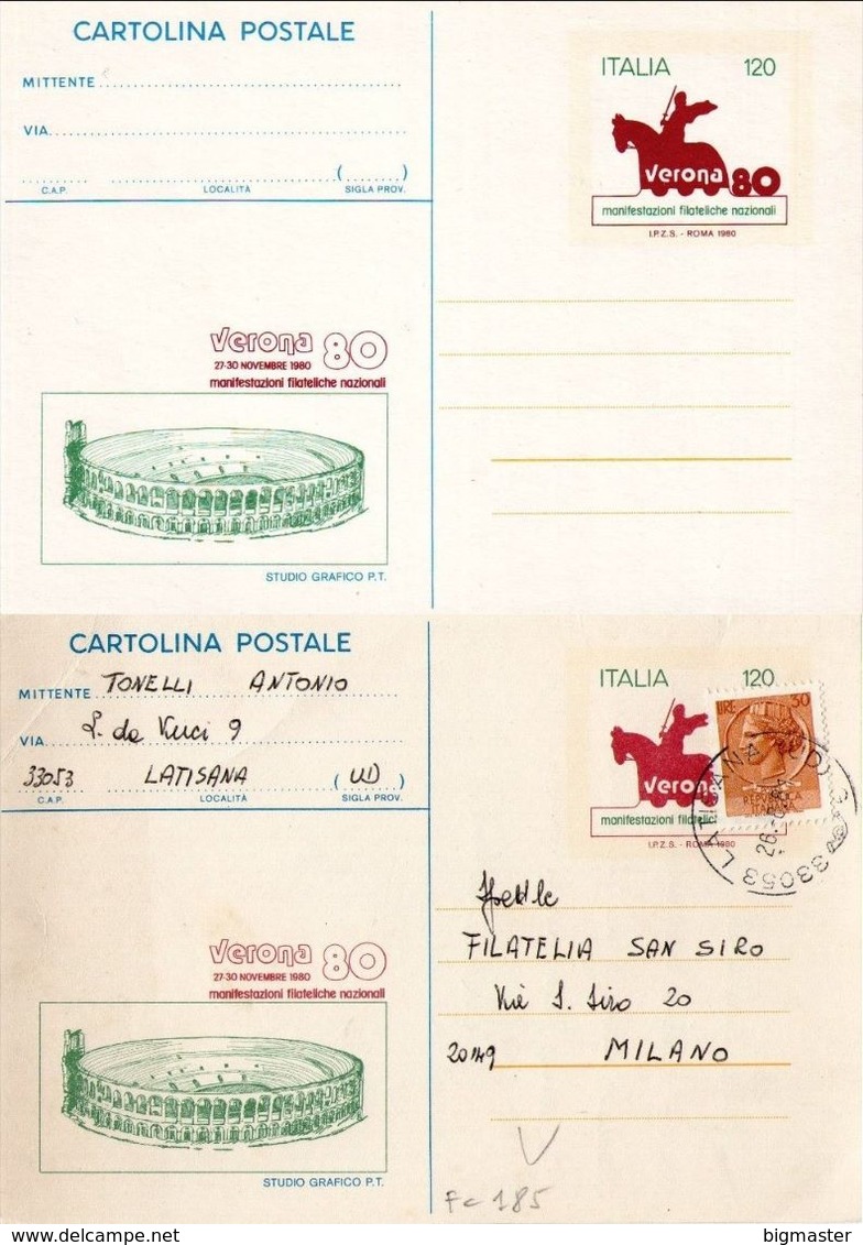 Cartolina Postale C 185 Verona '80 Nuova +usata - Interi Postali