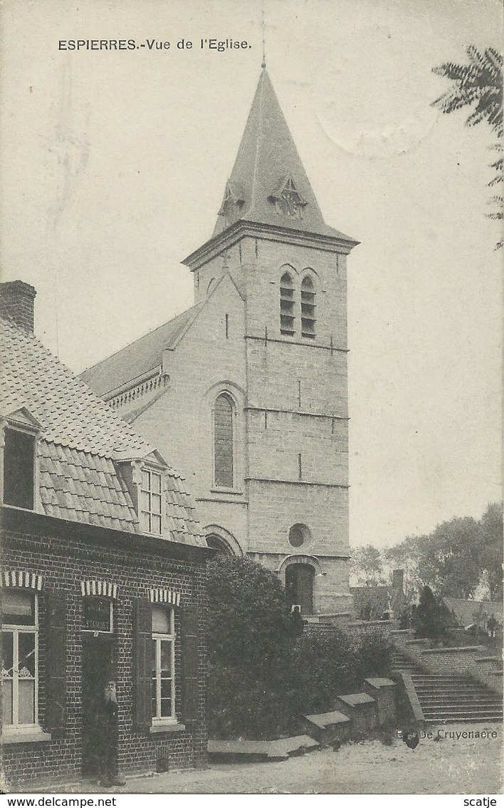 Espierres   -   Vue De L'Eglise    1911  Naar   Brugge - Spiere-Helkijn