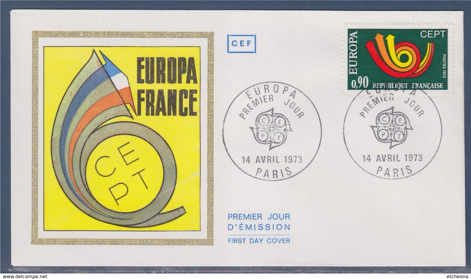 = Europa, CEPT, Le Cor Postal,  Paris 14 04 1973 Enveloppe 1er Jour N°1753 - 1973