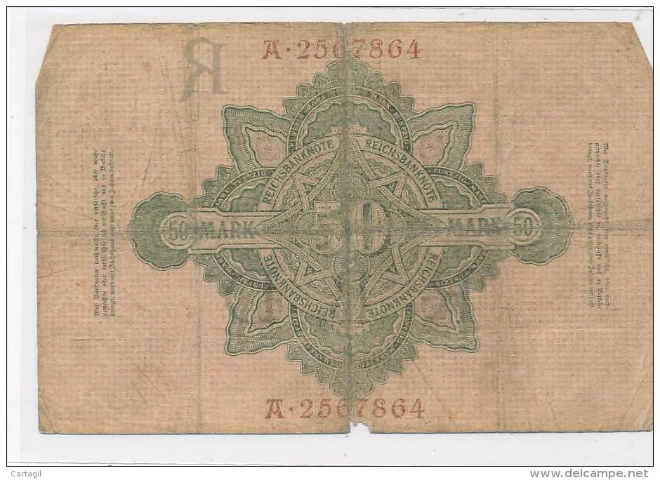 Billets -B3055 - Allemagne - 50 Mark 1908 (type, Nature, Valeur, état... Voir  Double Scan) - 50 Mark