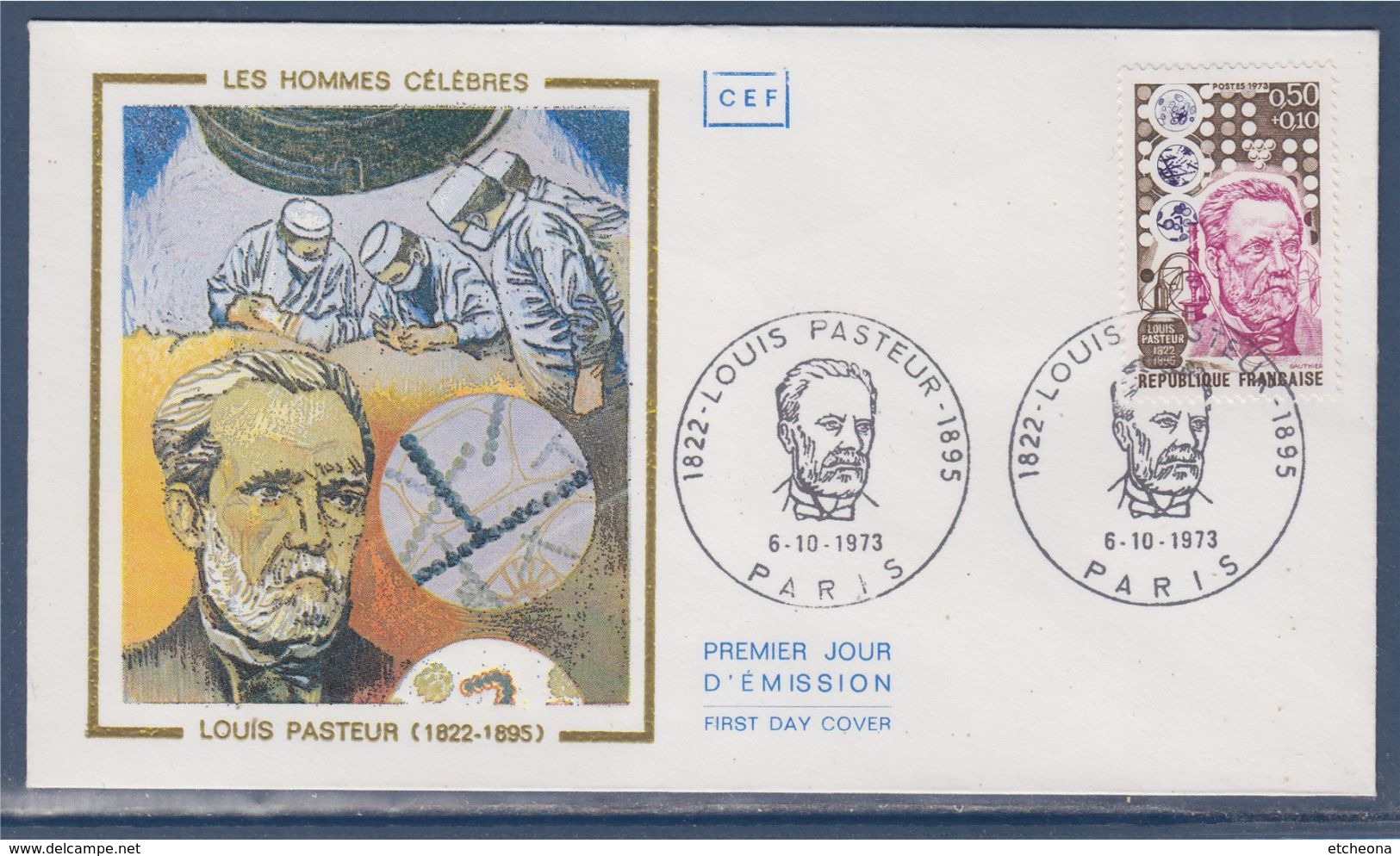 = Louis Pasteur Enveloppe Paris 6.10.1973 N°1768 Portrait, Vaccin Contre La Rage - Louis Pasteur