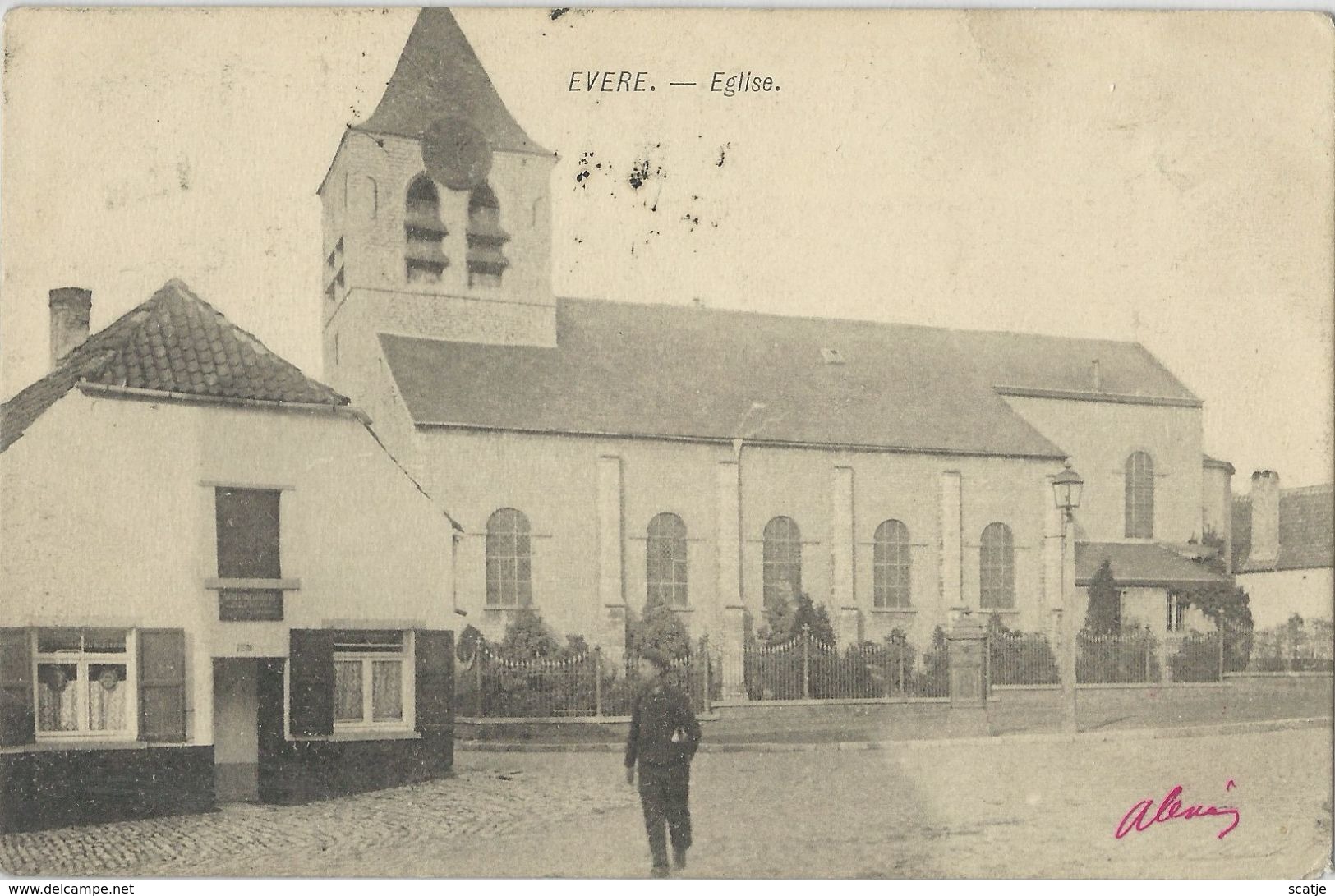 Evere.   -   Eglise   Prachtige Kaart   1905  Naar   Courtrai - Evere