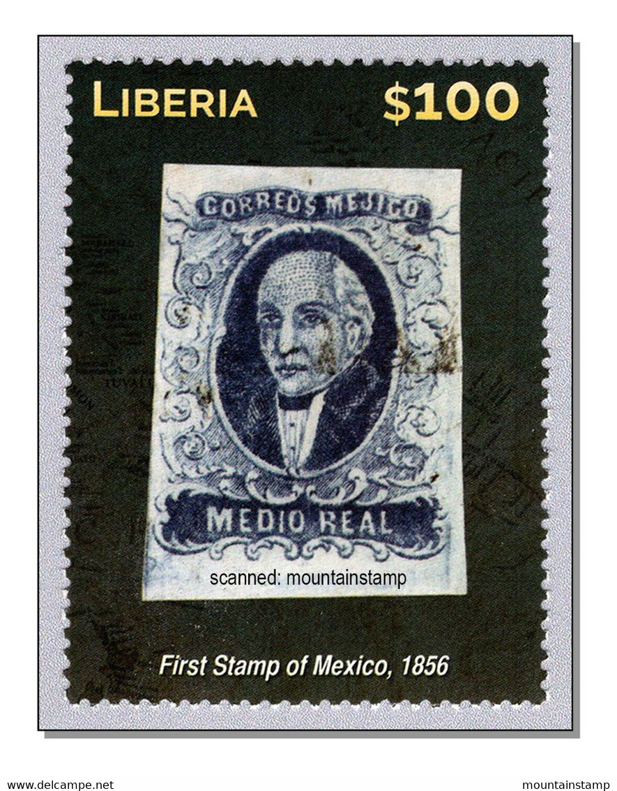 Liberia 2015 (B19) Stamp On Stamp First Stamp Of Mexico MNH ** - Liberia