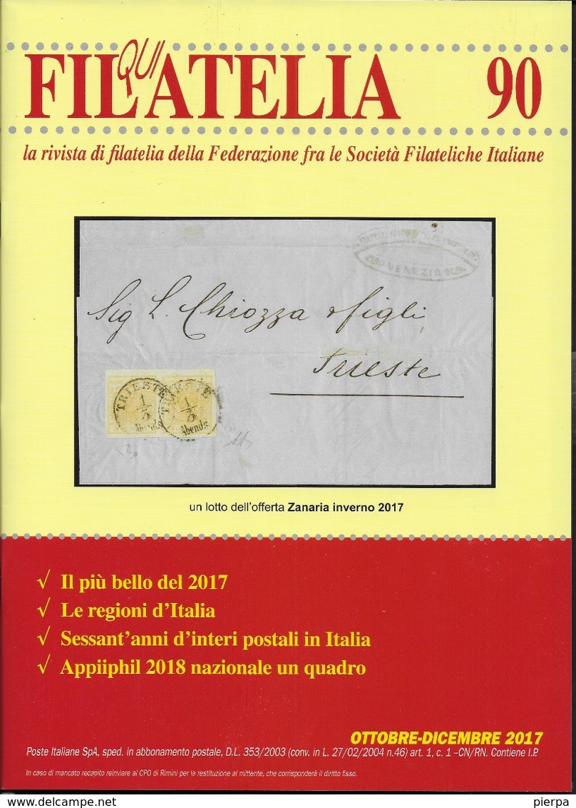 QUI FILATELIA - N.90 - OTTOBRE-DICEMBRE 2017 - Italiane (dal 1941)