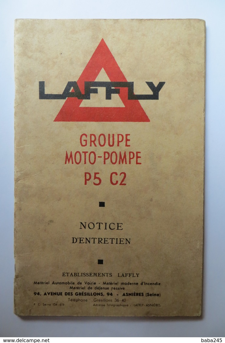 Notice Moto Pompe Laffly P5 C2 - Matériel Et Accessoires