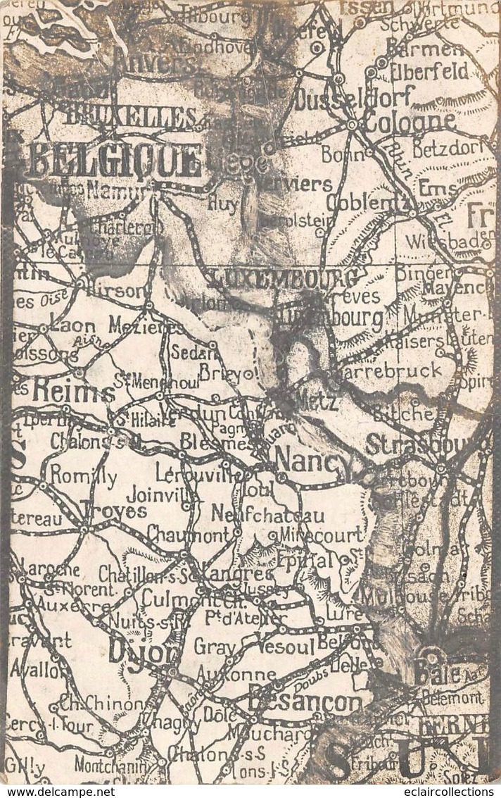 Militaria    21       Carte Géographique De L'Est De La France. Usage Militaire ????     (voir Scan) - Carte Geografiche