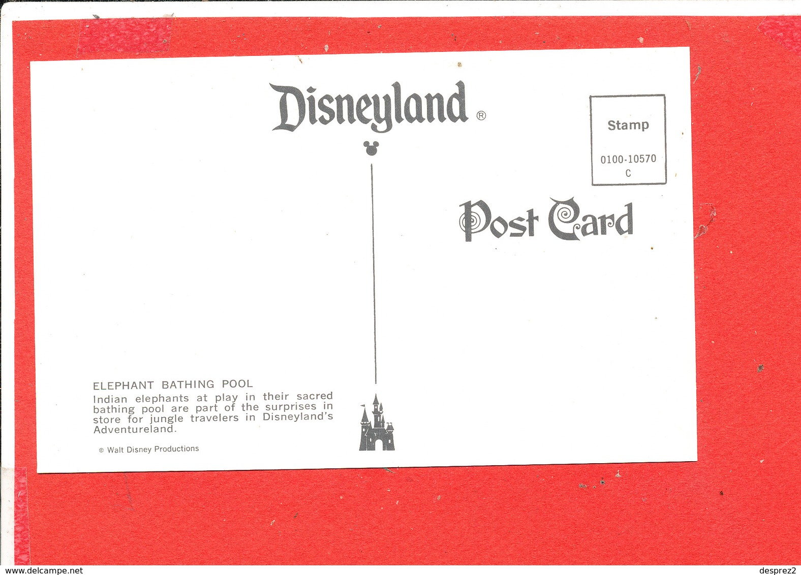 DISNEYLAND DISNEY Post Card Descriptif Au Verso - Disneyland