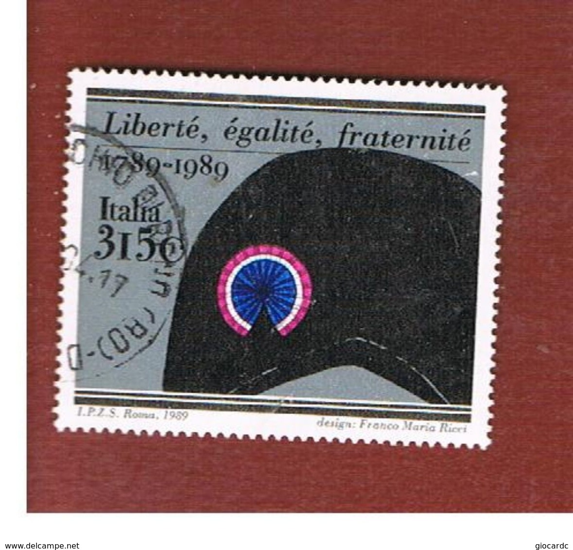 ITALIA REPUBBLICA  - SASS. 1877    -      1989    RIVOLUZIONEFRANCESE-      USATO - 1981-90: Gebraucht