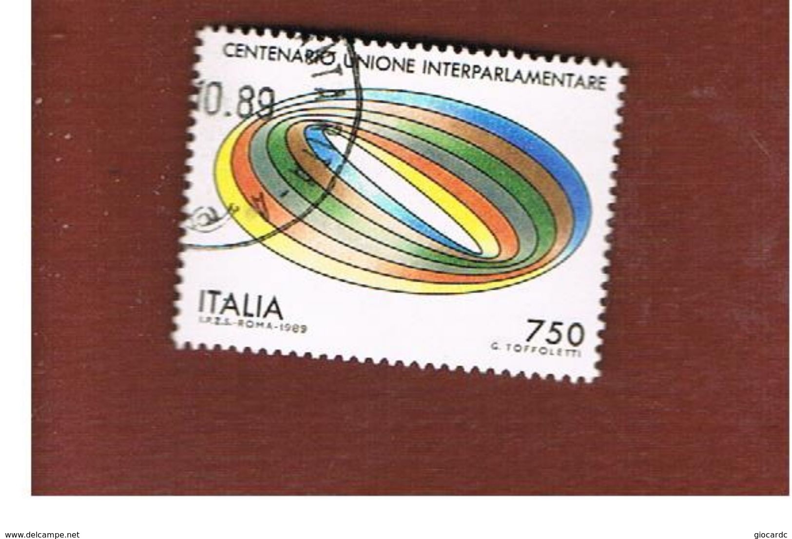 ITALIA REPUBBLICA  - SASS. 1876    -      1989    UNIONE INTERPARLAMENTARE -      USATO  -  RIF. 30734 - 1981-90: Usados