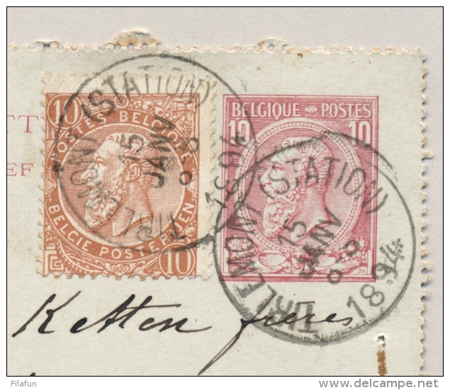 België - 1894 - 10c Carte-Lettre Met Bijfrankering Van Tirlemont Naar Luxembourg - Enveloppes-lettres