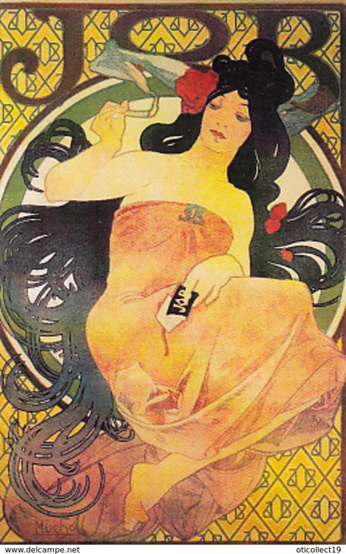 SIGNED ILLUSTRATION, ALPHONSE MUCHA- YOUNG WOMAN, JOB CIGARETTES ADVERTISING - Mucha, Alphonse