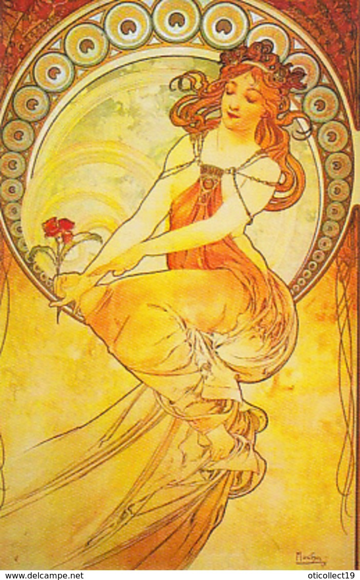 SIGNED ILLUSTRATION, ALPHONSE MUCHA- YOUNG WOMAN - Mucha, Alphonse