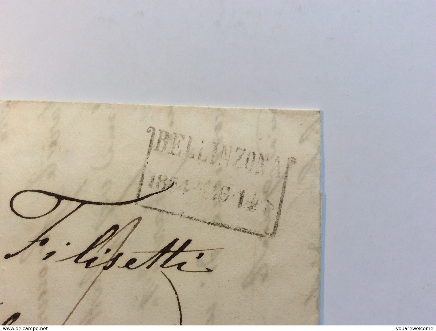 BELLINZONA 1854 (Tessin TI) Brief > ARDESIO Via Bergamo Per VAL SERIANA (Schweiz Lettera Cover Lombardia Italia Italy - Storia Postale