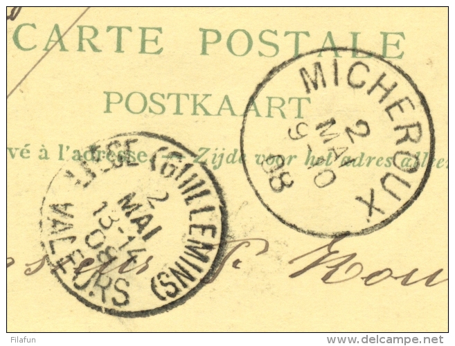 België - 1908 - 25c Bijfrankering Op R-Briefkaart Van Micheroux Naar Fleron - Briefkaarten 1871-1909