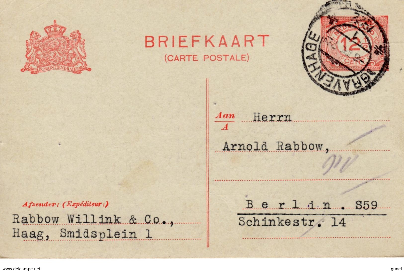 Bk G193 Van 'sGravenhage Naar Berlin - Postal Stationery