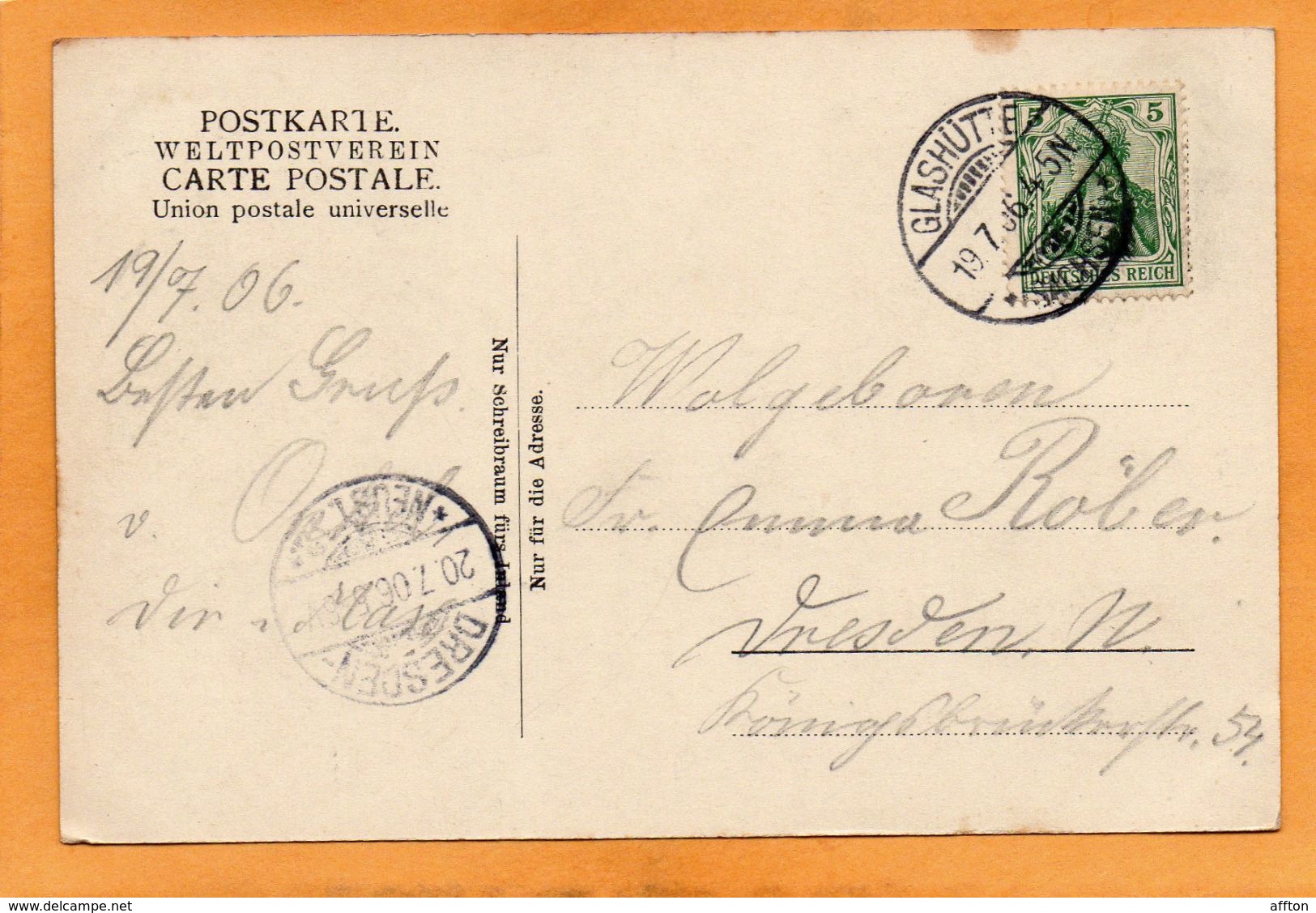 Glashutte I Sa Germany 1906 Postcard - Glashütte
