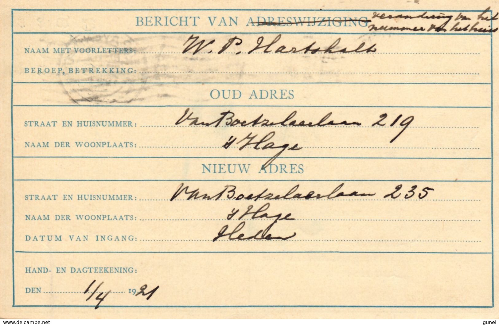 Verhuiskaart G2 Van 'sGravenhage Naar Amsterdam - Postal Stationery