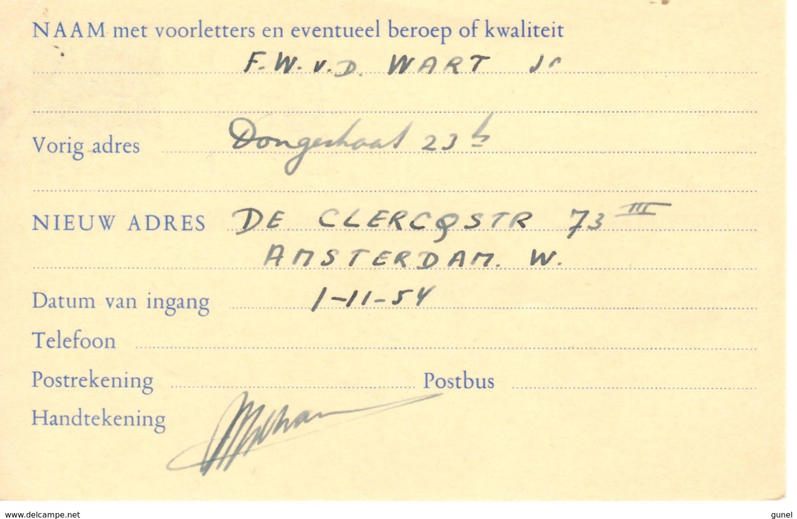 Verhuiskaart G23  Van  Amsterdam Naar Bergen - Postal Stationery