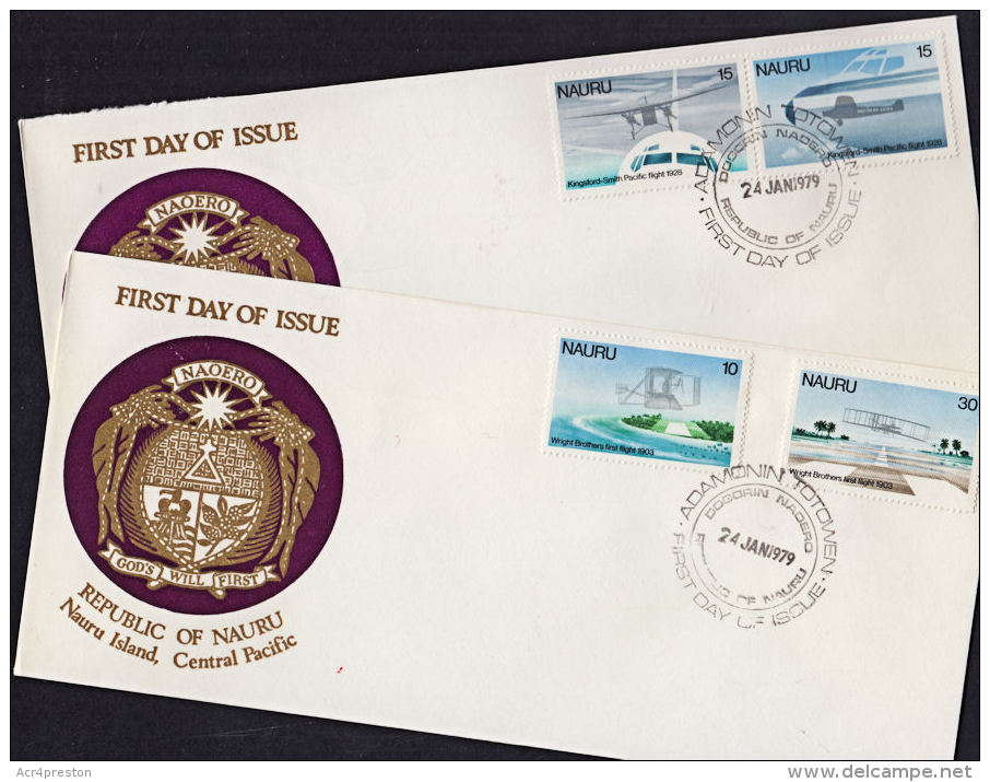 Ca0043 NAURU 1979, SG 200-3  Flight Anniversaries, Planes,  FDC - Nauru