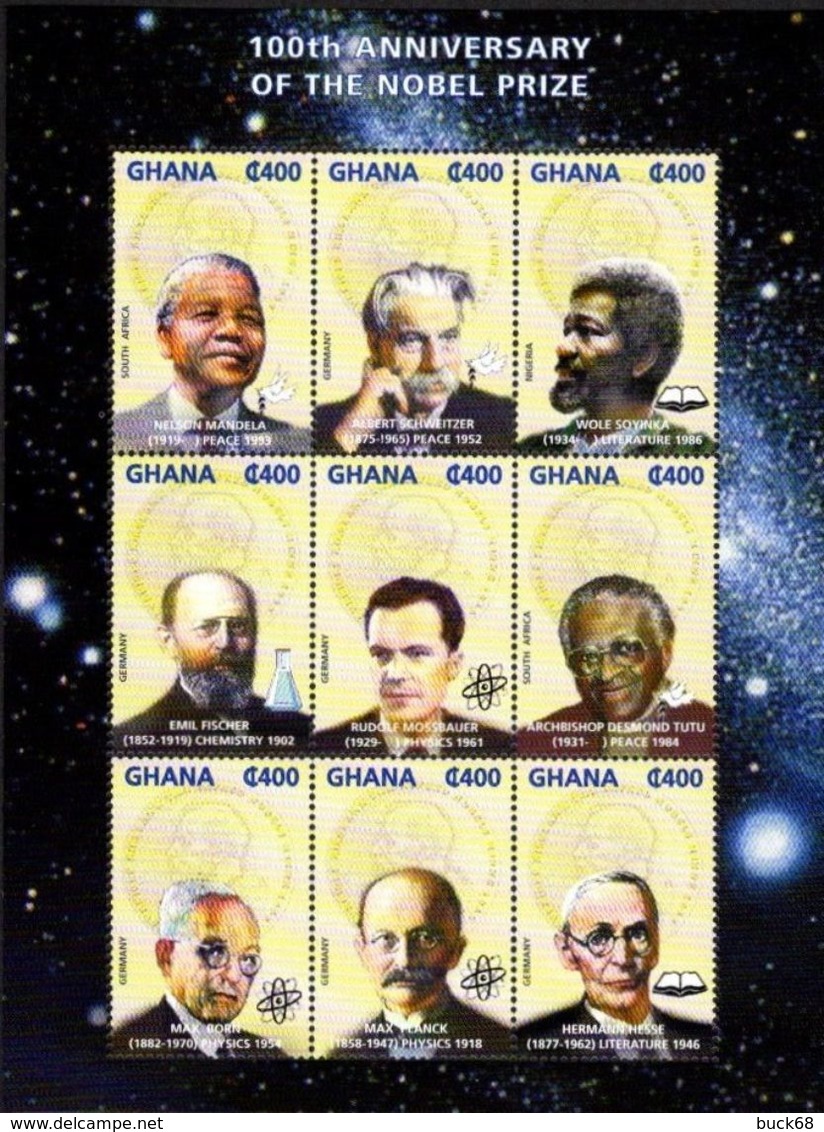 GHANA 1823 à 1831** MNH Nobel SCHWEITZER Mandela Planck Hesse Born Fischer Mossbauer Desmond Tutu Soyinka - Albert Schweitzer