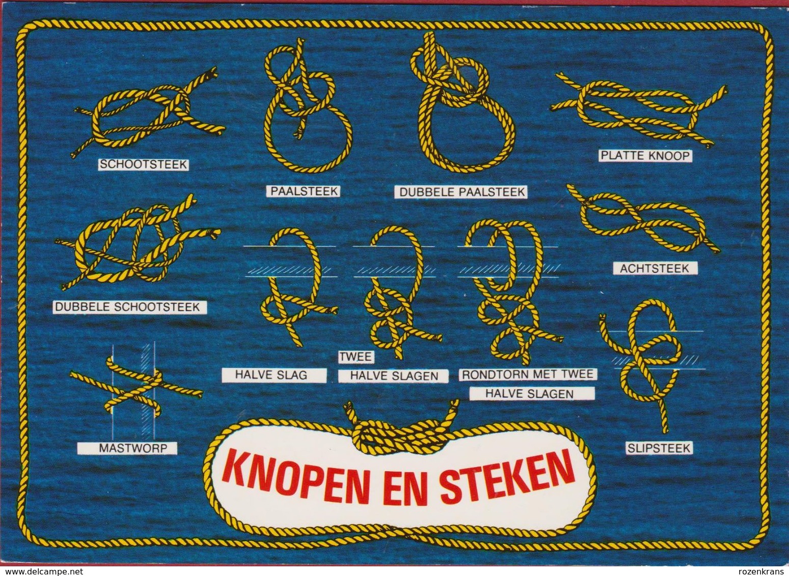 Scheepvaart Visvangst Knopen En Steken Grote Kaart Paalsteek Mastworp Schootseek Achtsteek Knoop Steek Visserij 1996 - Pêche