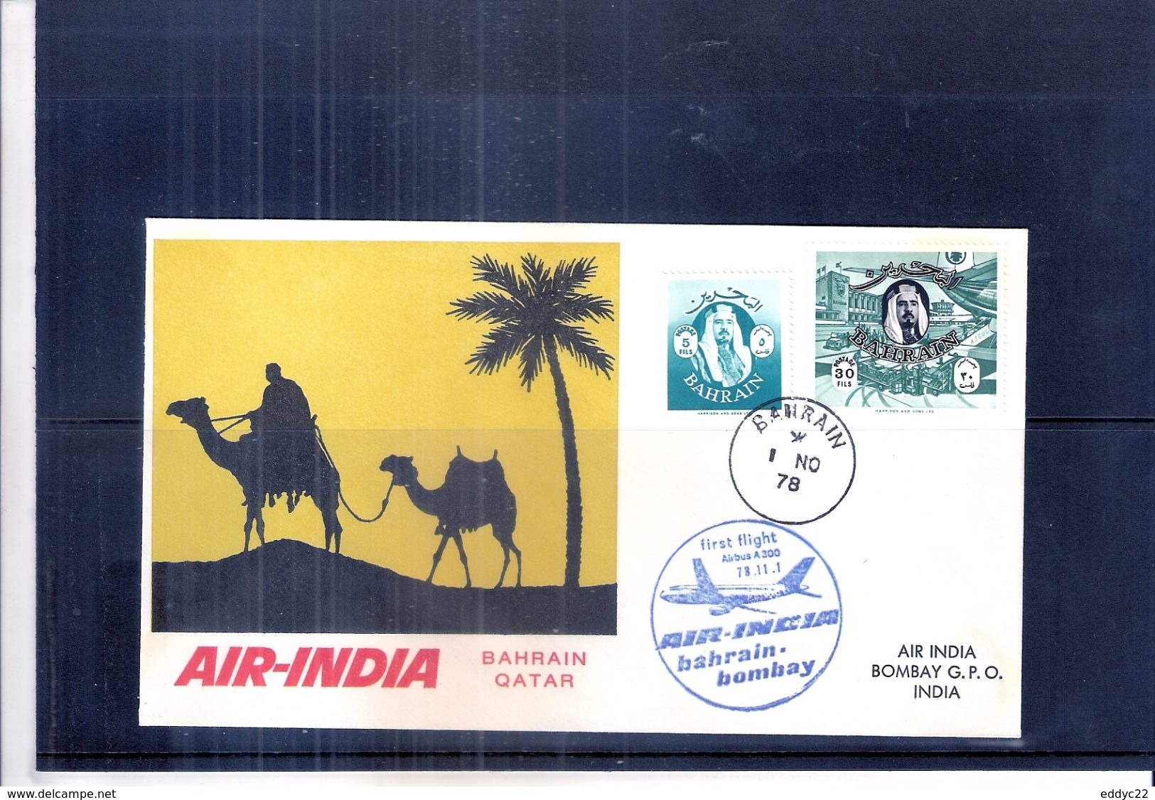 First Flight Airbus A300- With Air India - Bahrain/Bombay (to See) - Bahrain (1965-...)