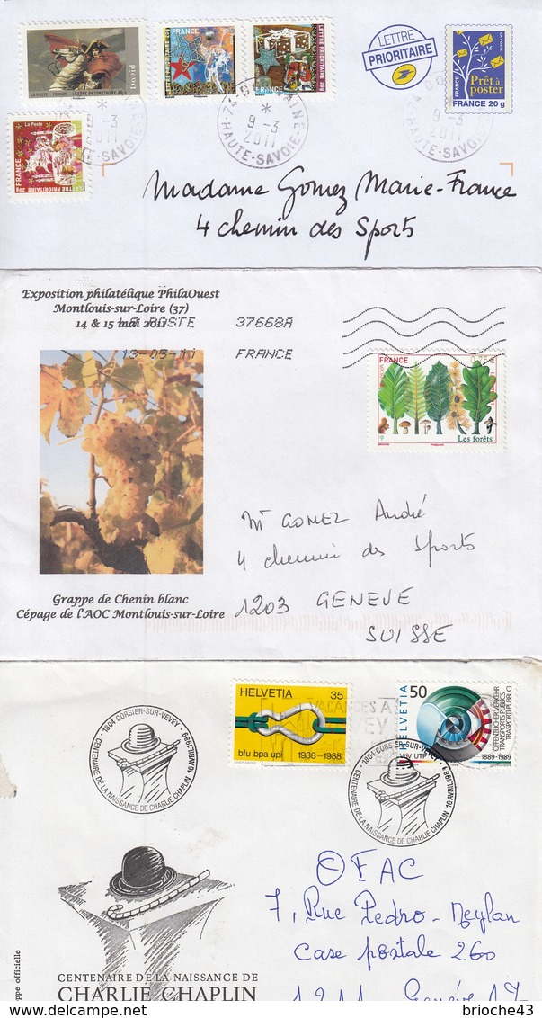 FRANCE - LOT DE COURRIER POUR GENEVE / 1 - Covers & Documents