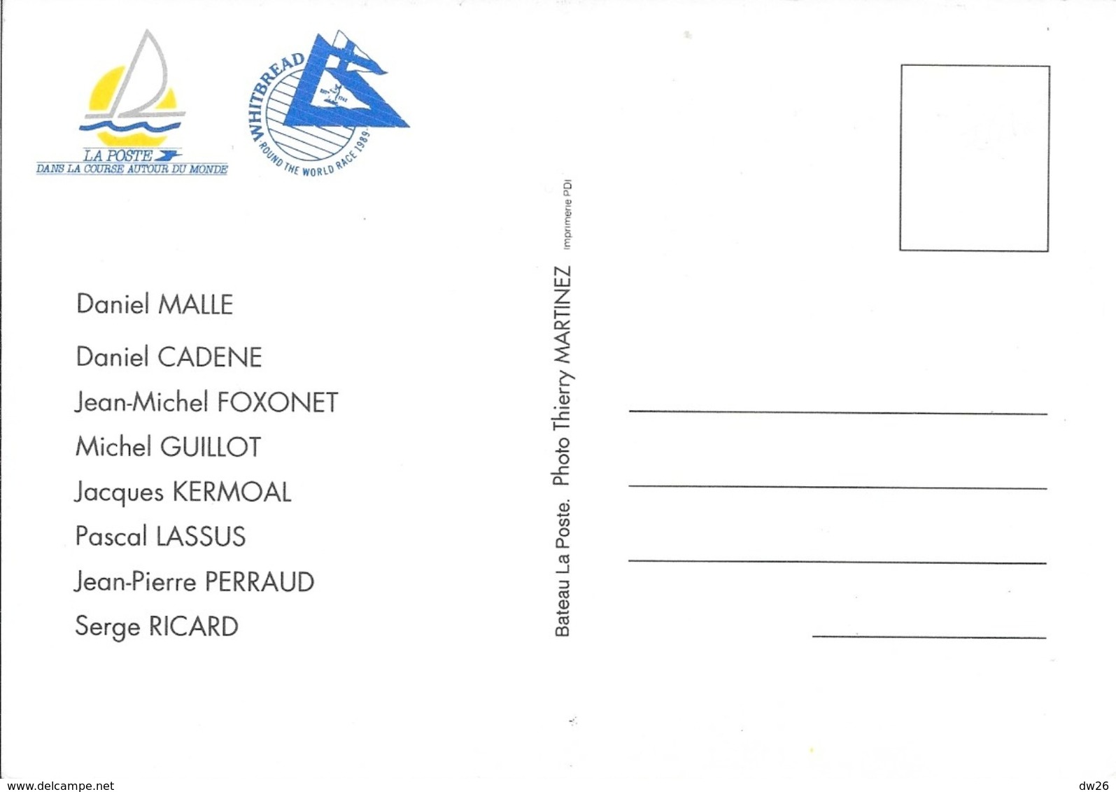 Whitbread 1993-1994 - Equipage Du Bateau La Poste Skipper Par Daniel Mallé - Carte Non Circulée - Zeilen