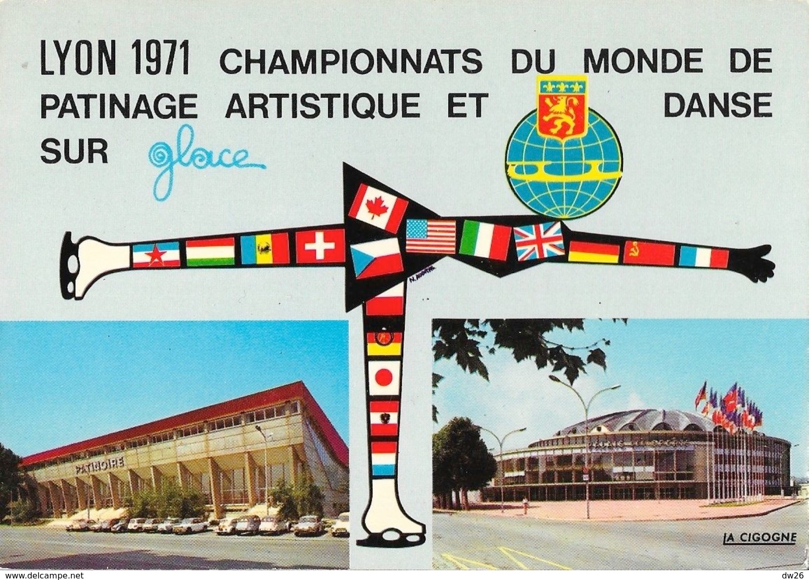 Lyon 1971, Championnats Du Monde De Patinage Artistique Et Danse Sur Glace - Carte Non Circulée - Pattinaggio Artistico