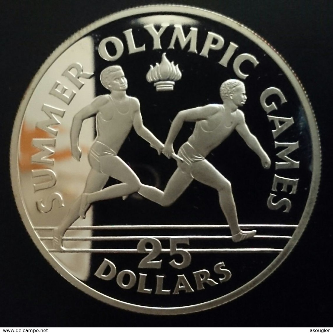 JAMAICA 25 DOLLARS 1988 SILVER PROOF "Summer Olympics Games " Free Shipping Via Registered Air Mail - Jamaique