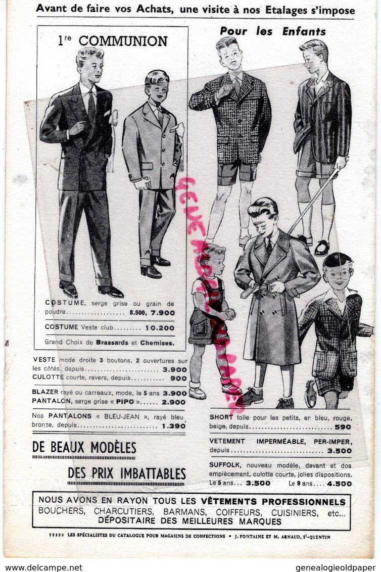 36- ARGENTON SUR CREUSE- RARE DOUBLE BUVARD VETEMENTS LABONNE -10 RUE AUCLERT DESCOTTES-MODE HOMME FEMME ENFANT - Textile & Clothing