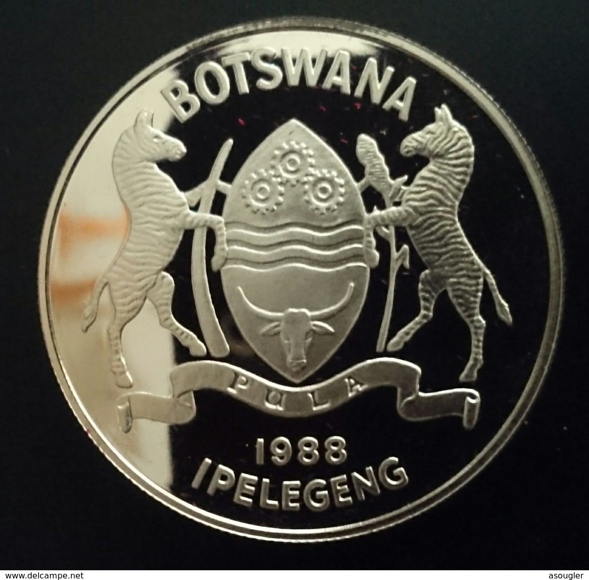 BOTSWANA 5 Pula 1988 SILVER PROOF "1988 Summer Olympics" Free Shipping Via Registered Air Mail - Botswana