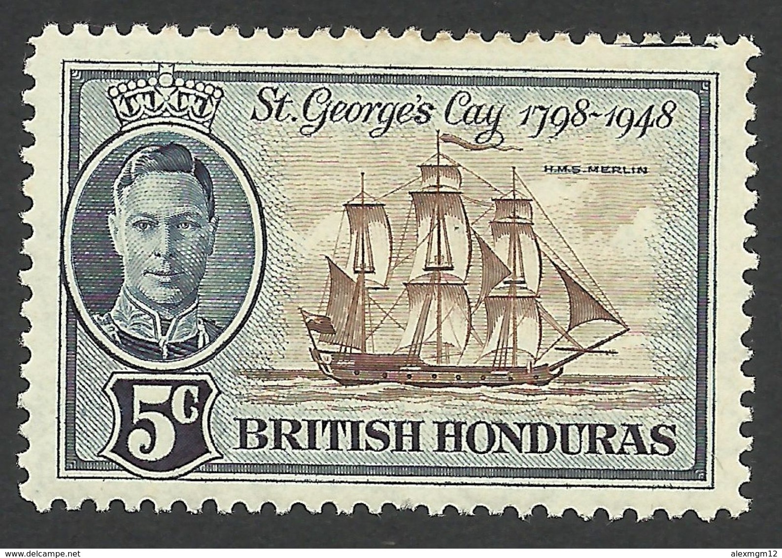 British Honduras, 5 C. 1949, Sc # 134, MH. - Brits-Honduras (...-1970)