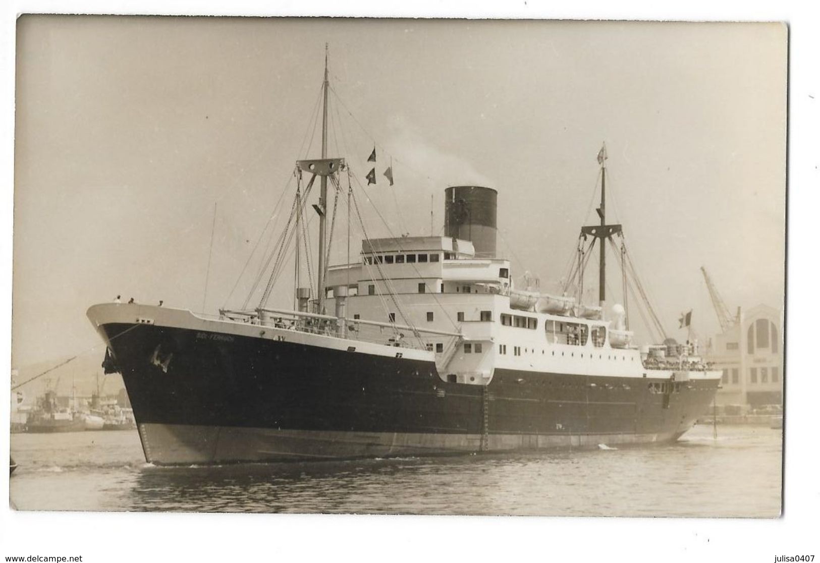 PAQUEBOT SIDI FERRUCH Carte Photo Dans Le Port D'Alger ? - Piroscafi