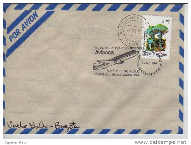 VUELO BUENOS AIRES - BOGOTA  AVIANCA  SPECIAL COVER  ARGENTNA   OHL - Cartas & Documentos