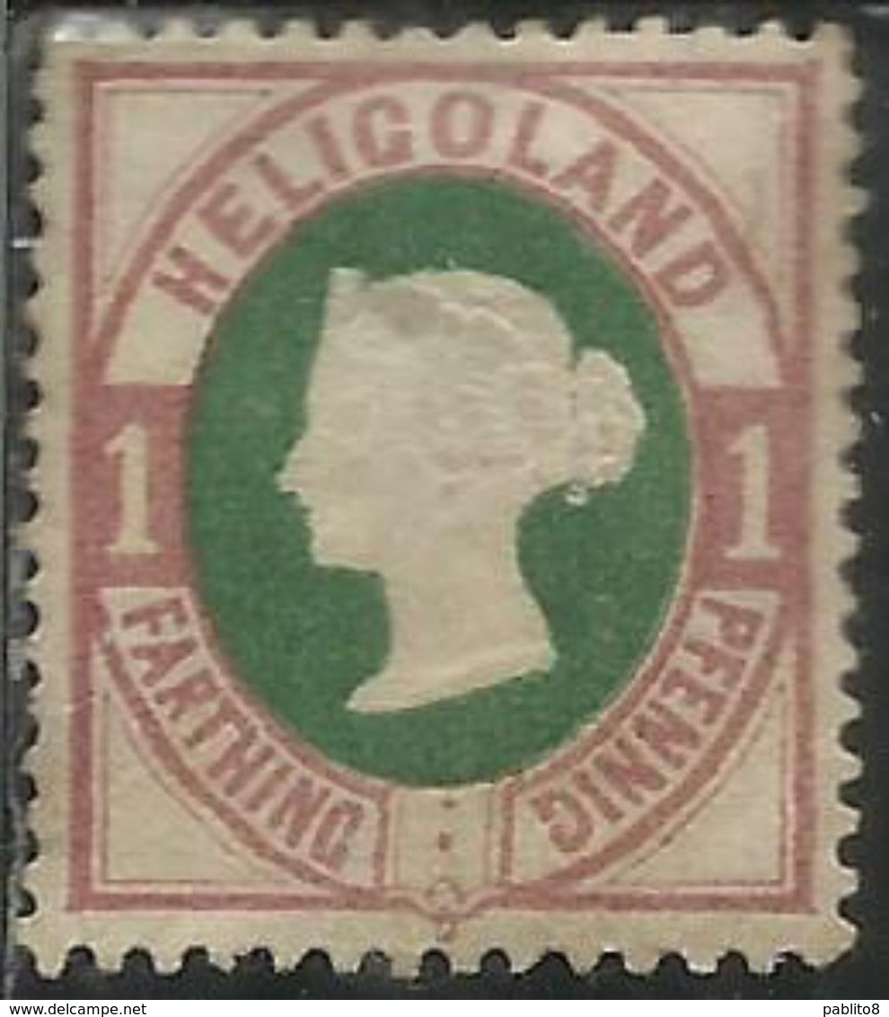 GERMANY GERMANIA GERMAN STATES 1875 HELIGOLAND QUEEN VICTORIA REGINA VITTORIA GREEN AND DEEP ROSE 1pf MH - Héligoland