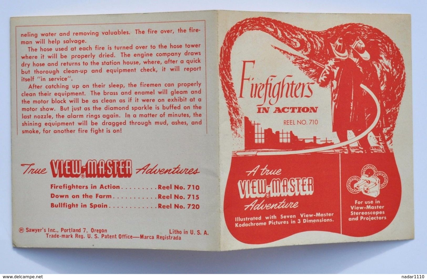 VIEW-MASTER : Fire Fighters In Action - U.S.A. 1953 / Pompier - RARE ! - Stereoscoopen