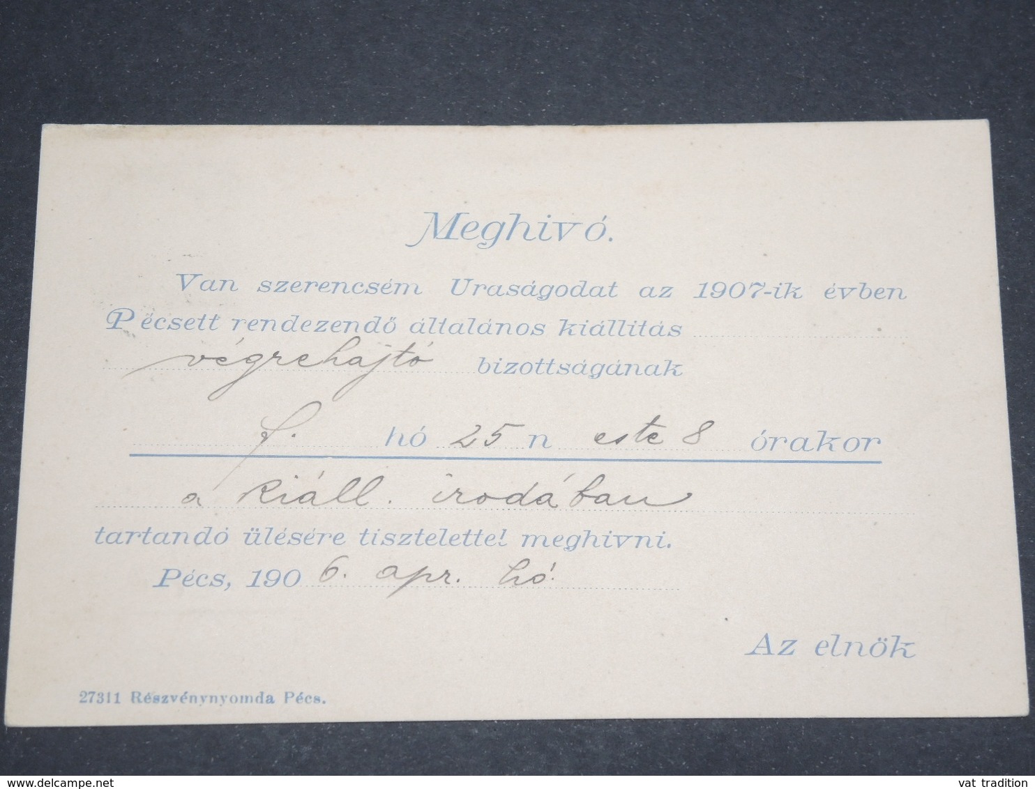 HONGRIE - Carte Commerciale Pour Pecs En 1906 - L 12957 - Lettres & Documents