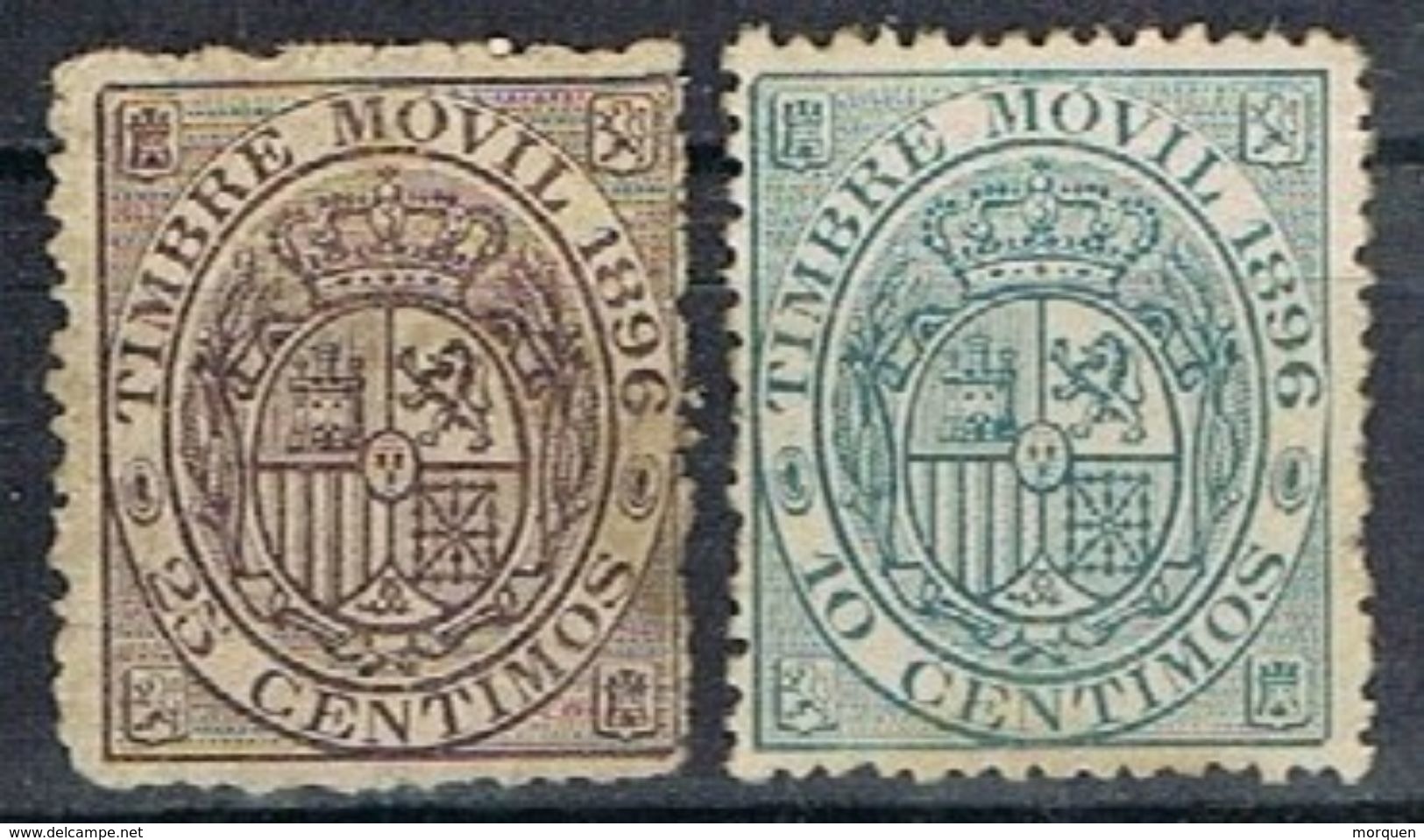 Dos Sellos Fiscal Postal, Timbre Movil 10 Y 25 Cts 1896 º - Postage-Revenue Stamps