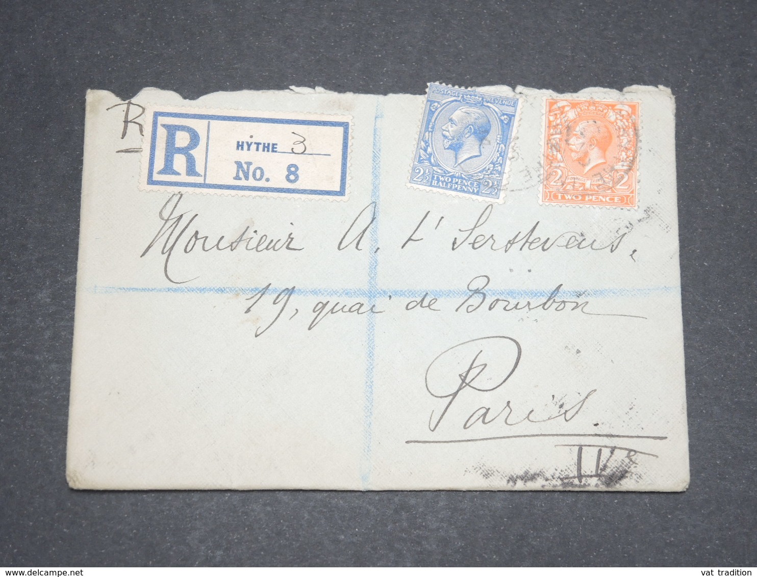 GRANDE BRETAGNE - Enveloppe En Recommandé De Hythe Pour La France En 1914 - L 12973 - Lettres & Documents