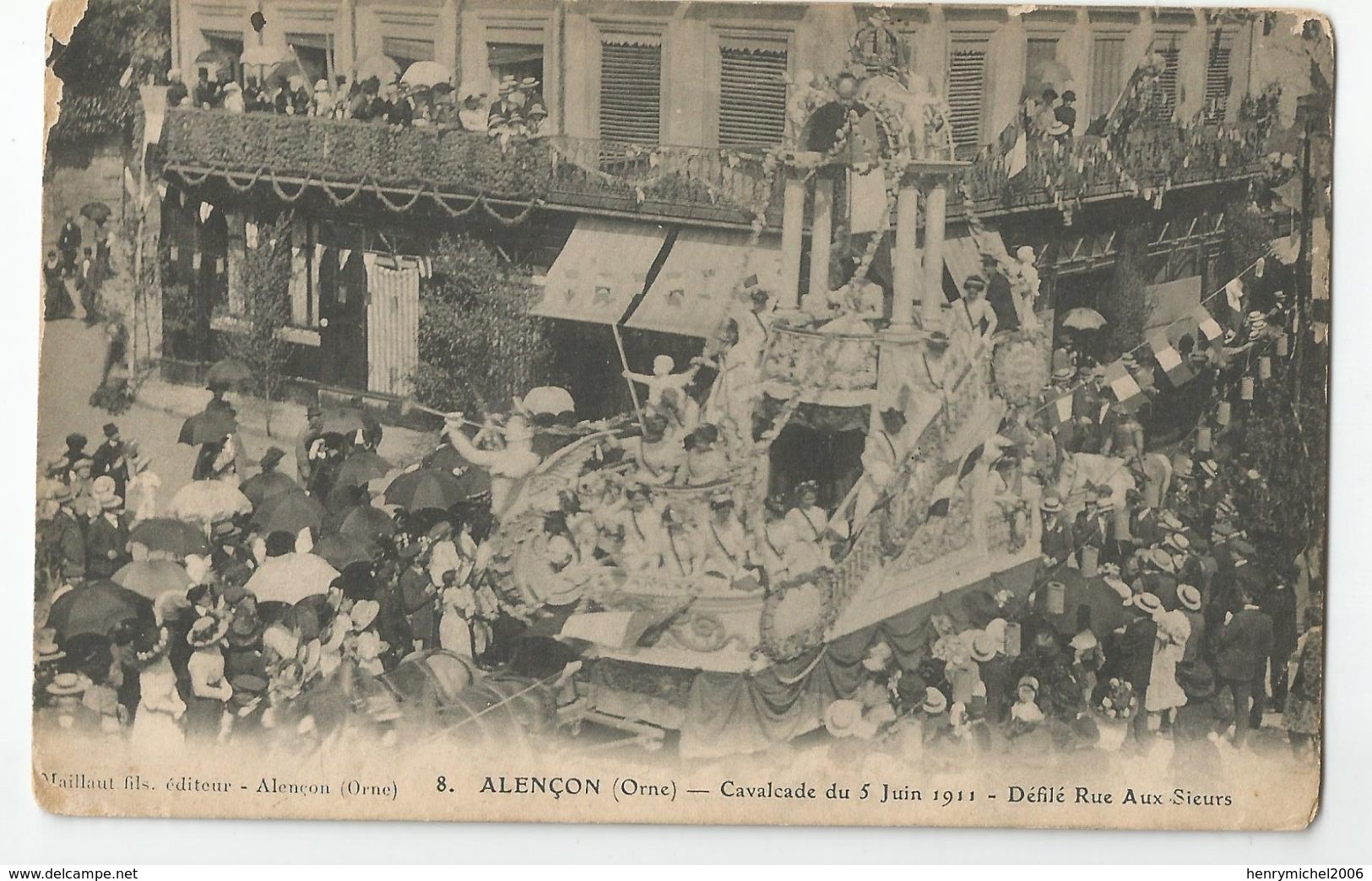 61 Orne Alençon Cavalcade Du 5 Juin 1911 Défilé Rue Aux Sieurs - Alencon