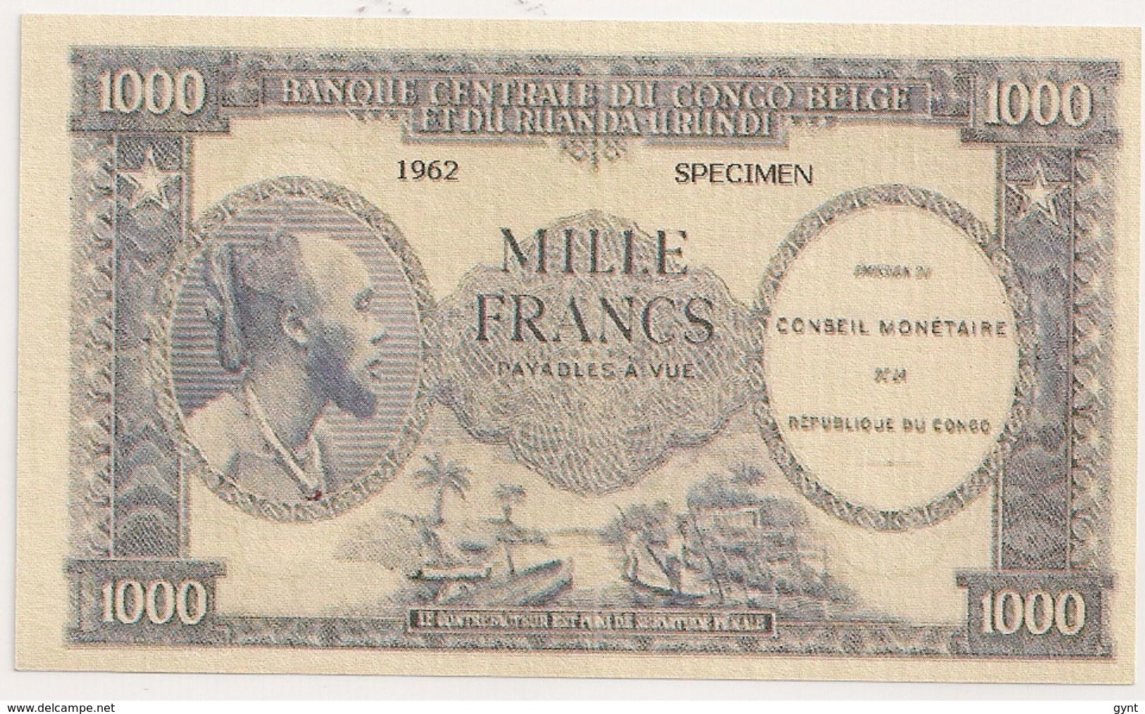 1000 FRANCS CONGO BELGE REPRODUCTION RECTO VERSO - Demokratische Republik Kongo & Zaire