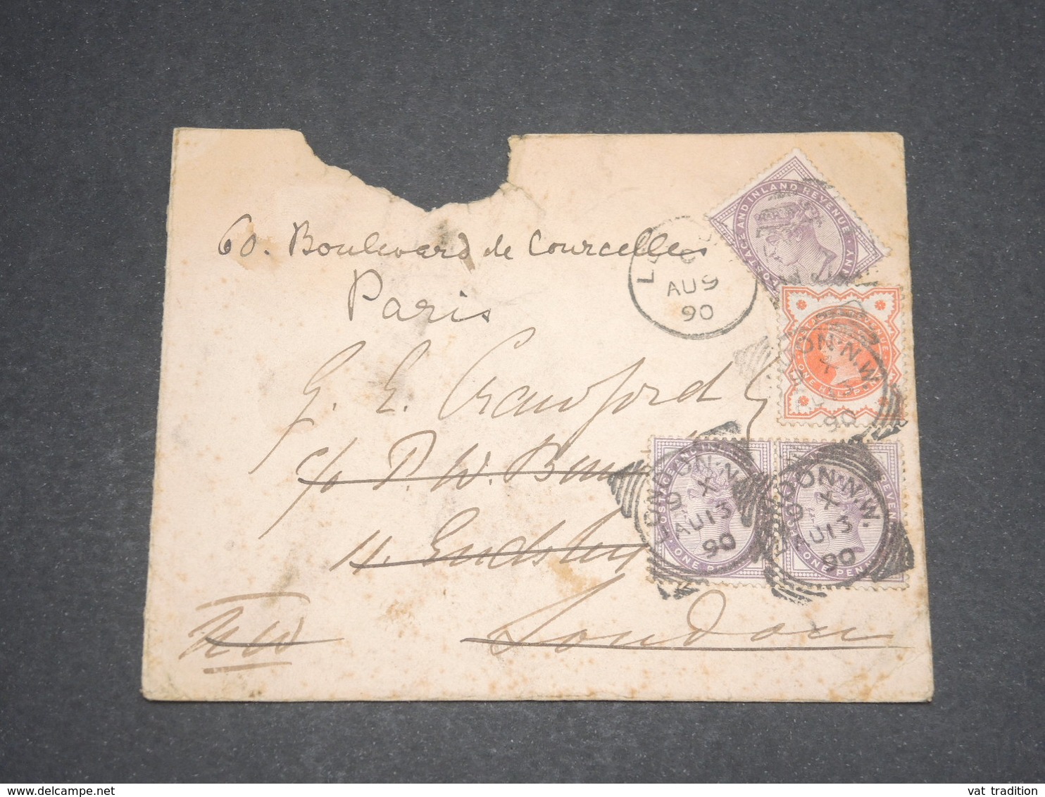 GRANDE BRETAGNE - Enveloppe De Londres Pour Londres , Redirigé Vers La France En 1890 - L 12982 - Cartas & Documentos