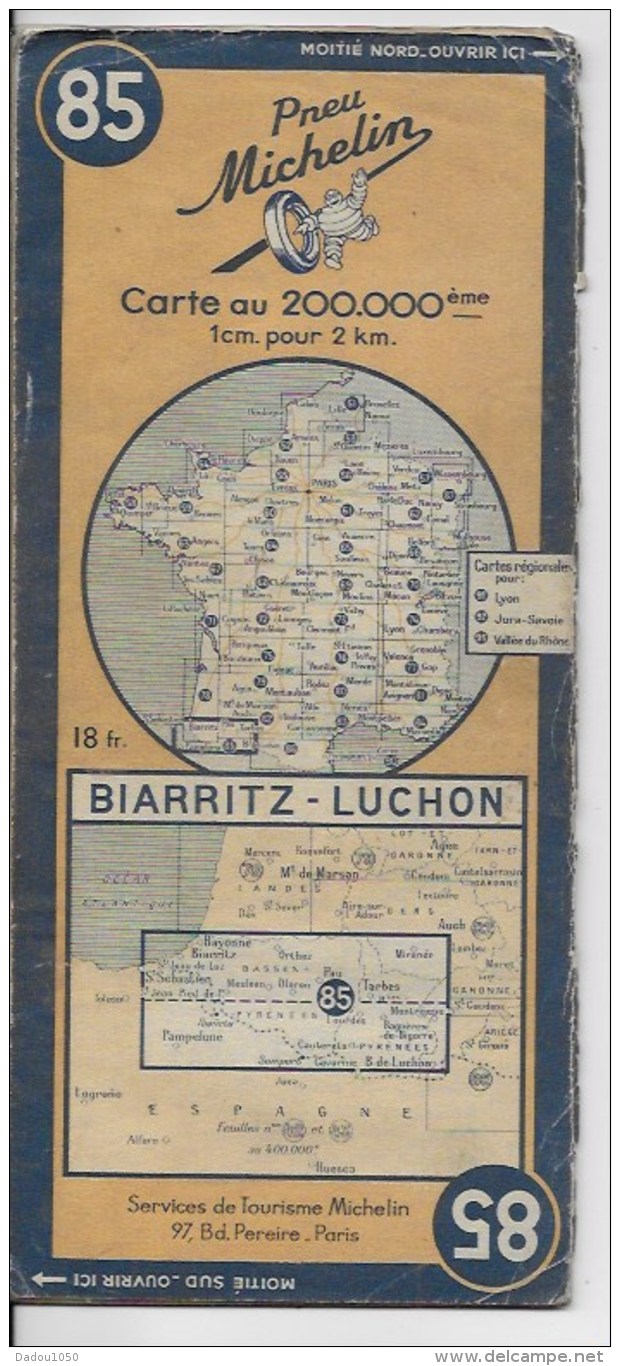 MICHELIN 85  1/200000  Biarritz Luchon - Cartes Routières