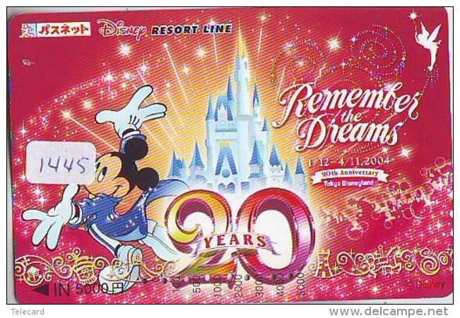 Carte Prépayée Japon  (1445)  DISNEY * MICKEY 20 YEARS *  REMEMBER THE DREAMS * JAPAN PREPAID CARD - Disney