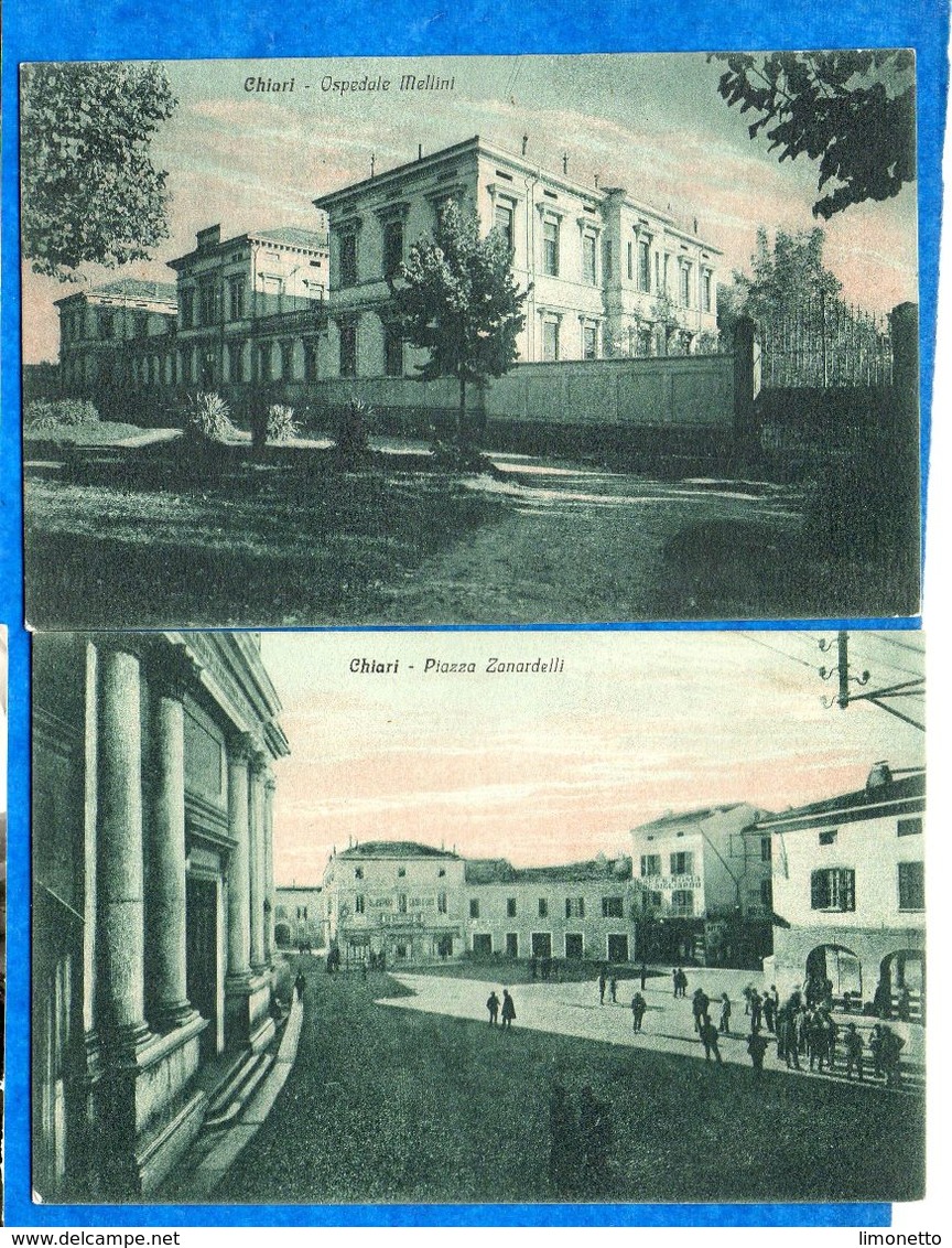 Italie-Lombardie - CHIARI -2 Cartes ( Piazza Zanardelli, OspedaleMellini )  Ed Briconi     Bon état    CPA - Altri & Non Classificati